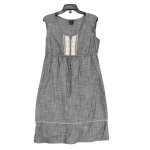 Eddie Bauer Women's 8 Lace Trim Drawstring Waist Sleeveless Midi Dress Cottage